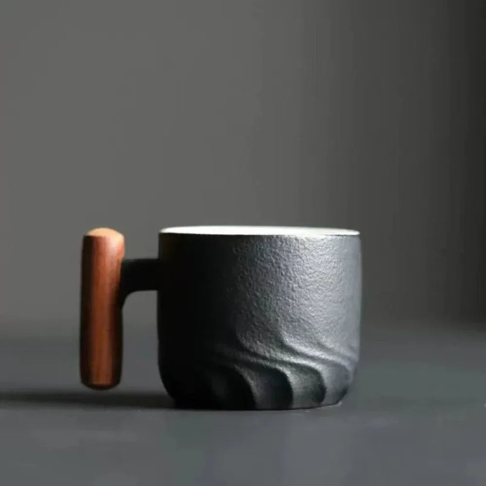 Tasses à expresso vintage avec manche en bois